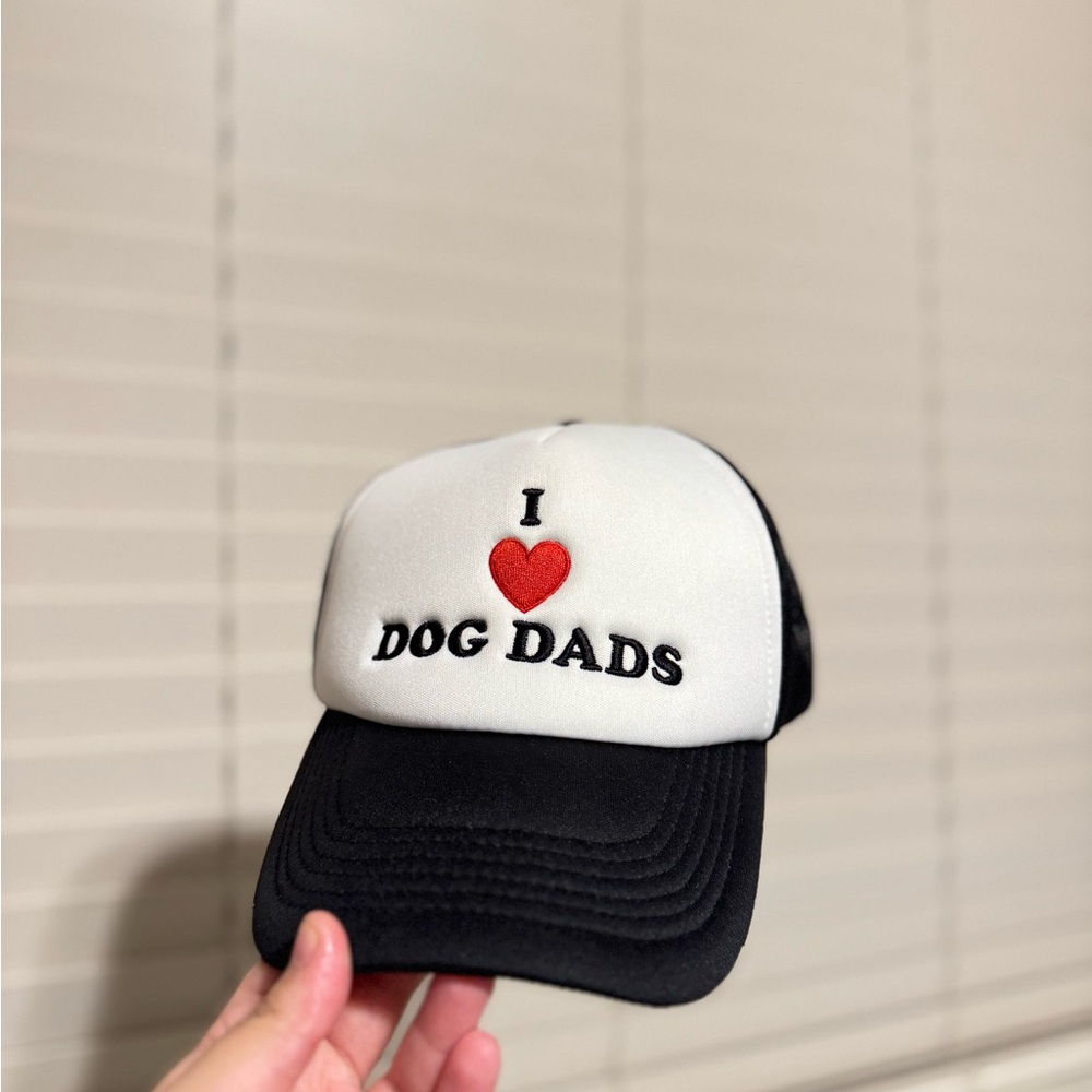 I Love Dog Dads Black and White Trucker Hat
